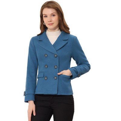 INSPIRE CHIC Women's Notched Lapel Double-Breasted Pea Coat