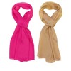 Wrapables Lightweight Silky Satin Solid Colored Scarf (Set of 2), Rose and Caramel - 4 of 4