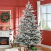HOMCOM 8 FEET Pine Snow Flocked Artificial Christmas Tree with 1479 Realistic Cedar Branches, Auto Open, Home Holiday Decoration, Green - 2 of 4