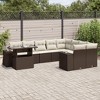 vidaXL Patio Sofa Set with Cushions Outdoor Furniture 10 Piece Poly Rattan - Brown and Cream - 2 of 4