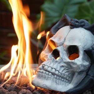 Fire Pit Demon Skull Gas Log for Ventless & Vent Free, Propane, Gel, Ethanol, Electric, Outdoor Fireplace & Fire Pit, Halloween Decor - 1 of 4