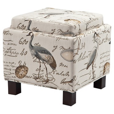 Shelly Square Storage Ottoman with Pillows Ivory