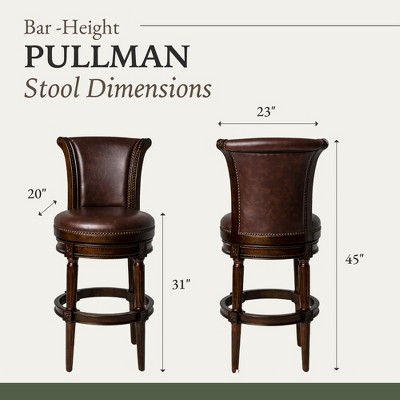 Pullman Dark Walnut 31" Swivel Bar Stool with Vegan Leather