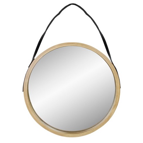 Northlight 21" Beige Round Modern Mirror With Woodgrain Finish - image 1 of 4