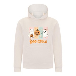 Everyday Kids “Boo Crew” Halloween Pullover Hoodie – Cute Ghosts and Pumpkins – Cozy Fall Sweatshirt for Girls, Off-White - 1 of 3