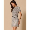 INSPIRE CHIC Women's Work Short Sleeve Vintage Houndstooth Pencil Sheath Dress - 4 of 4