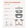 5 Qt Chafing Dish Buffet Set, 4-Pack Stainless Steel Catering Warmers with Folding Stands, Rose Gold - 3 of 4
