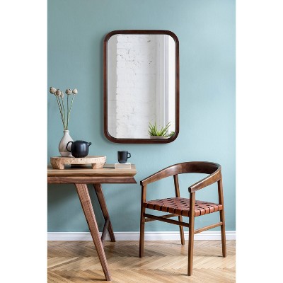 Hutton Rounded Rectangle Walnut Wood Bathroom Vanity Mirror 23" x 34.7"