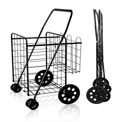 SKONYON Folding Shopping Cart with Swivel Wheels 100 lbs Weight Capacity