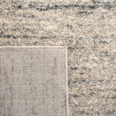 Ivory and Dark Grey Abstract Shag Rug, 4' x 6'