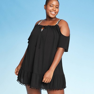 plus size black swim cover up