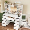 USIKEY Vanity Desk with Mirror and Lights, Power Outlet, and 9 Drawers & 6 Open Storage Shelves, 3 Lighting Modes Brightness Adjustable,White - 4 of 4