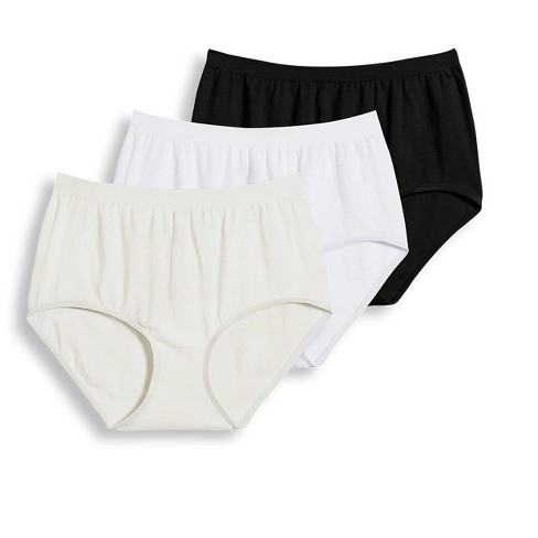 Jockey Womens Comfies Cotton Brief 3 Pack Underwear Briefs Cotton Blends 7 Ivory/white/black