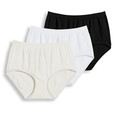 Jockey Women's Comfies Cotton Brief - 3 Pack 6 Ivory/white/black