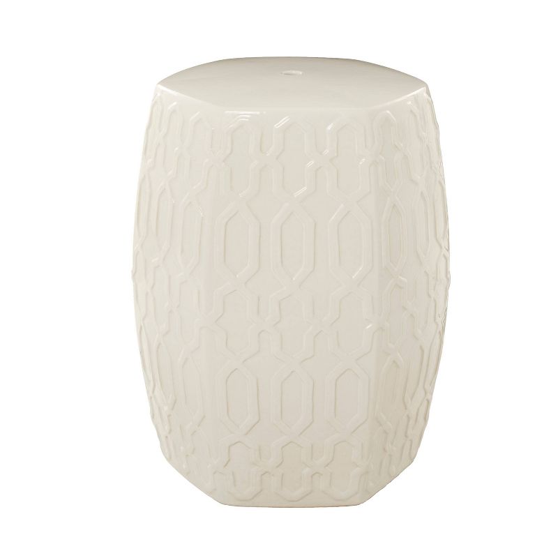 Contemporary Ceramic Geometric Accent Table Cream - Olivia &#38; May, 4 of 9