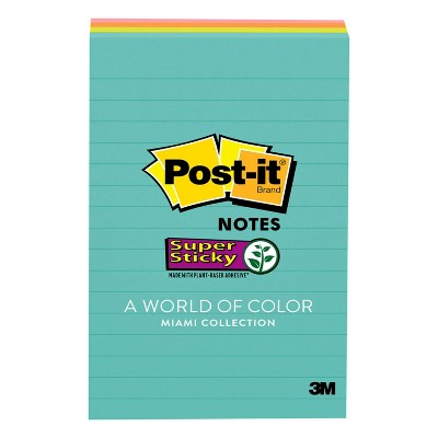 Post-it 4pk 4" x 6" Lined Super Sticky Notes 45 Sheets/Pad - Miami Collection