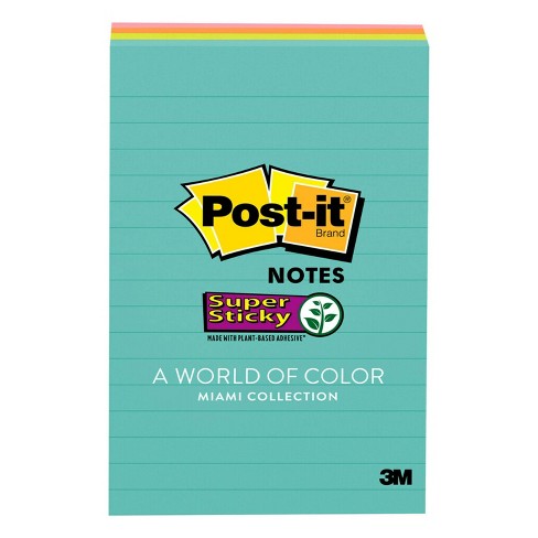 Post It 4pk 4 X 6 Lined Super Sticky Notes 45 Sheets Pad Miami Collection Target