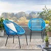 Modern Patio Polyethylene Rattan Trumpet Chair Set of 2,Outdoor Patio Club Chair with Iron Frame,Curved Back Armless Accent Chair-Coolbibila - 2 of 4