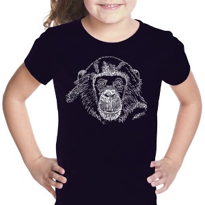 LA Pop Art Girl's Word Art T-shirt - Chimpanzee - 1 of 4