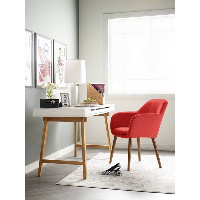 Chic French Red Mid-Century Accent Chair with Tapered Legs