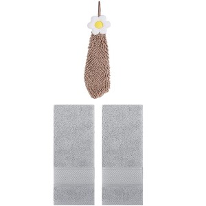 REGALWOVEN 3 Pcs Soft Absorbent Hand Towel Bathroom Decorative Set - 1 of 4