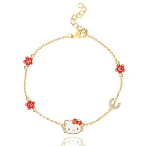 Sanrio Hello Kitty Womens Yellow Gold Plated Letter Bracelet - Cubic Zirconia Initial Bracelet - Officially Licensed - 1 of 4