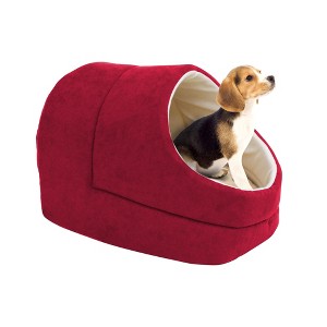 GOOPAWS Cave Covered Cat & Small Dog Warming Burrow Bed - 1 of 4