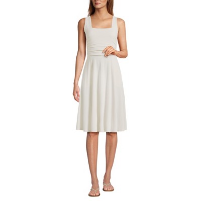 Lands' End Women's Cupro Fit and Flare Sleeveless Dress