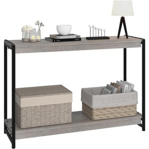 Console Table 40" Entryway Table, Slatted 2-Tier Sofa Table with Shelf, Farmhouse Rustic Style for Entryway, Living Room, Hallway, Foyer - 1 of 4