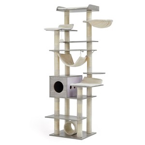 coucheta Cat Tree with Toy, Cat Tower Condo for Indoor Cats Features Scratching Post, Cat Condo, Platforms, Tunnel, Hammock, Food Station & Bowls - 1 of 4