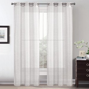 Lonnie 2-Piece Room Darkening Grommet Curtain 38" x 84" White by Rt Designers Collection - 1 of 4