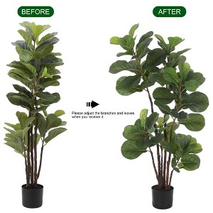 3.25FT/4FT/5FTArtificial Fiddle Fig Tree Faux Plant Indoor Ficus Lyrata Fake Fig Tree Tropical Plant - 1 of 4