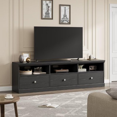 Homhougo TV Stand for TVs Up to 80", 70in Entertainment Center with Storage Drawer and Open Shelves Black