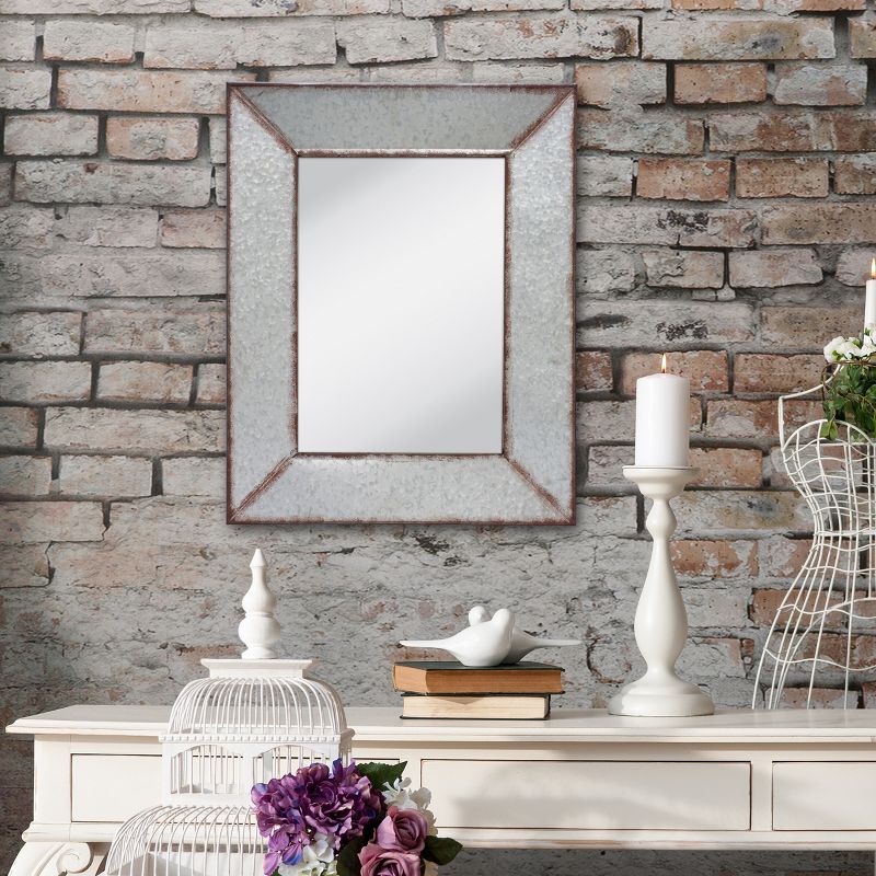 28&#34; x 22&#34; Rectangular Galvanized Metal Wall Hanging Mirror Silver - Stonebriar Collection, 6 of 7