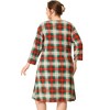 Agnes Orinda Women's Plus Size Comfortable Plaid V-Neck Lounge Nightgowns - 4 of 4