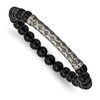 Chisel Stainless Steel Antiqued White Bronze-plated 8.5mm Black Agate 8.5mm Stretch Bracelet - 2 of 4