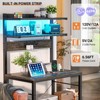 Aheaplus Kitchen Storage Rack with Power Outlet, Coffee Bar Station with LED Lights, Bakers Rack with 6 S-Shaped Hooks - 3 of 4