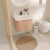 Lyngins Wall-Mounted Bathroom Vanity with Sink, Modern Floating Vanity Cabinet with Soft Close Drawer, Wave Texture Wood Finish, Cultured Marble - 2 of 4