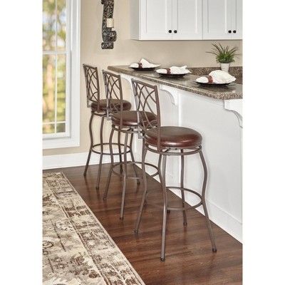 Casey Trio Brown Faux Leather Adjustable Swivel Stools