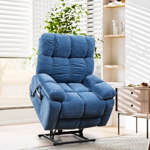 NicBex Recliner Chair Electric Power Lift Chair Massage Chair with Heating for Elderly with 2 Side Pockets with USB Ports for Living Room, Blue - 1 of 4