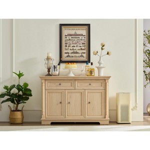 ORRD Farmhouse Kitchen Storage Cabinet with Drawers & Doors, Roman Column Design, Wooden Coffee Bar & Wine Cooler - 1 of 4