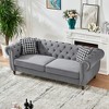 87" Chesterfield Velvet Upholstery Sofa with Roll Armrest & Nailhead, 3-Seater Mid Century Modern Couch for Living Room, Office, Apartment - 4 of 4