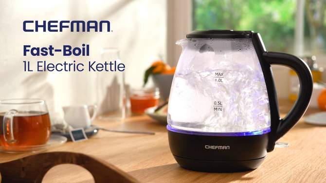 Chefman 1L Rapid-Boil Kettle with Automatic Shutoff - Black, 2 of 9, play video