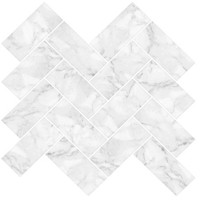 Brewster Herringbone Carrara Peel & Stick Wallpaper Backsplash White