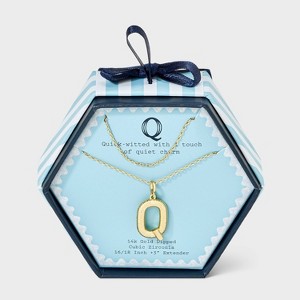 14K Gold Dipped Cubic Zirconia Duo Initial Multi-Strand Necklace - A New Day™ Gold - 1 of 4