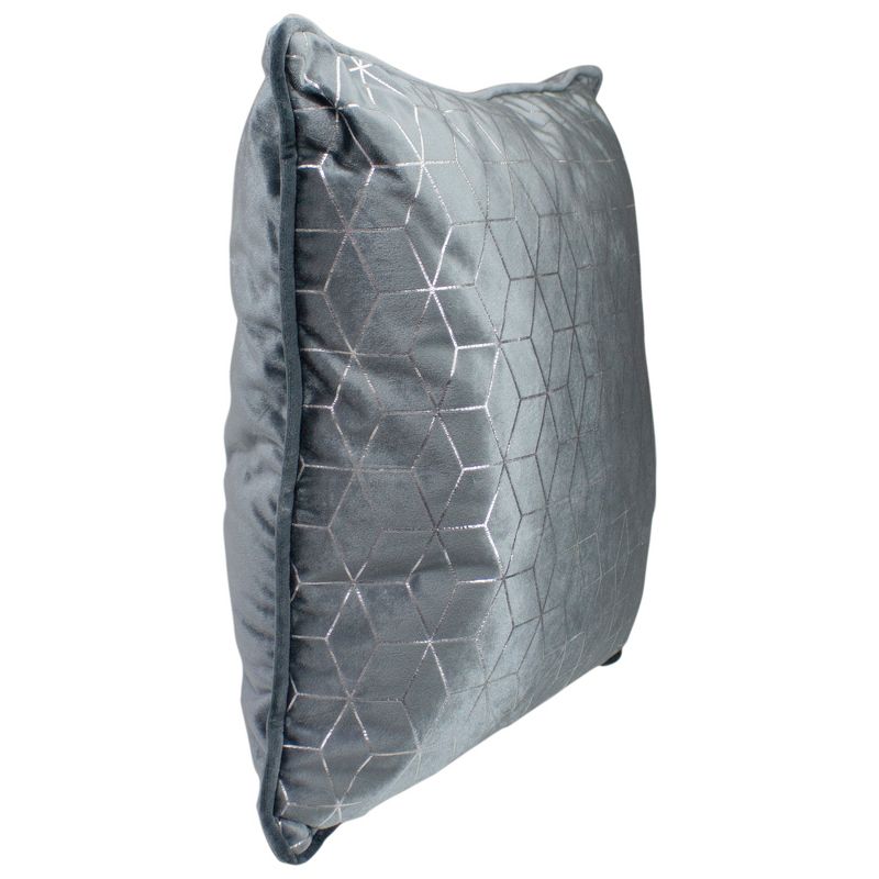Northlight 19" Gray and Silver Velvet Throw Pillow with Geometric Design, 3 of 6
