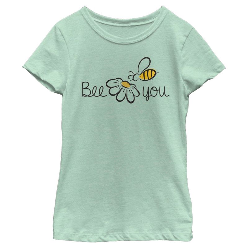 Girl's Lost Gods Bee You Cartoon Motto T-Shirt, 1 of 5