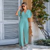 Women's Breezy Crinkled Chiffon Surplice Neckline Wide Leg Jumpsuit - Cupshe - 4 of 4