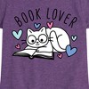 Girls' - Instant Message - Book Lover Cat Fitted Short Sleeve Graphic T-Shirt - 2 of 4