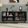 Okak Stylish Sideboard Buffet Cabinet with Storage & Adjustable Shelf, Wooden Cabinet with Circle Door Design for Kitchen Living Room Entryway - 4 of 4